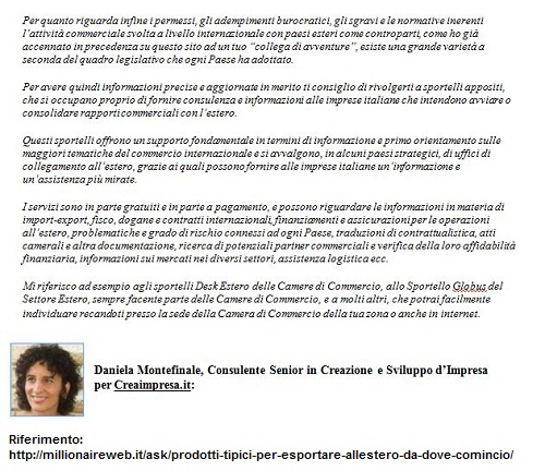 come vendere prodotti alimentari all'estero
