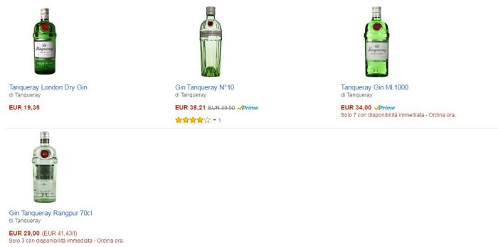 prezzi gin